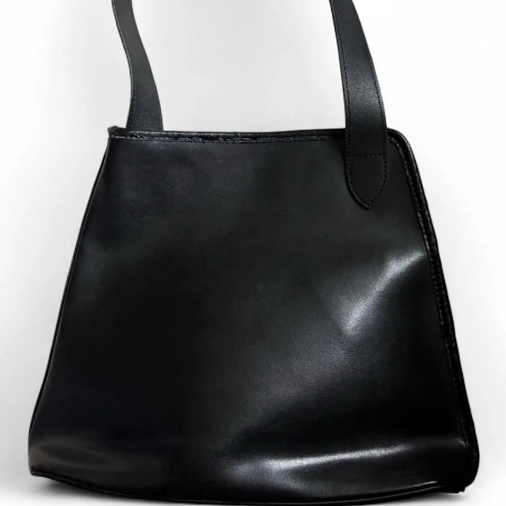 Vintage Leather Longchamp Bag Roseau bamboo toggle zipper shoulder / crossbody